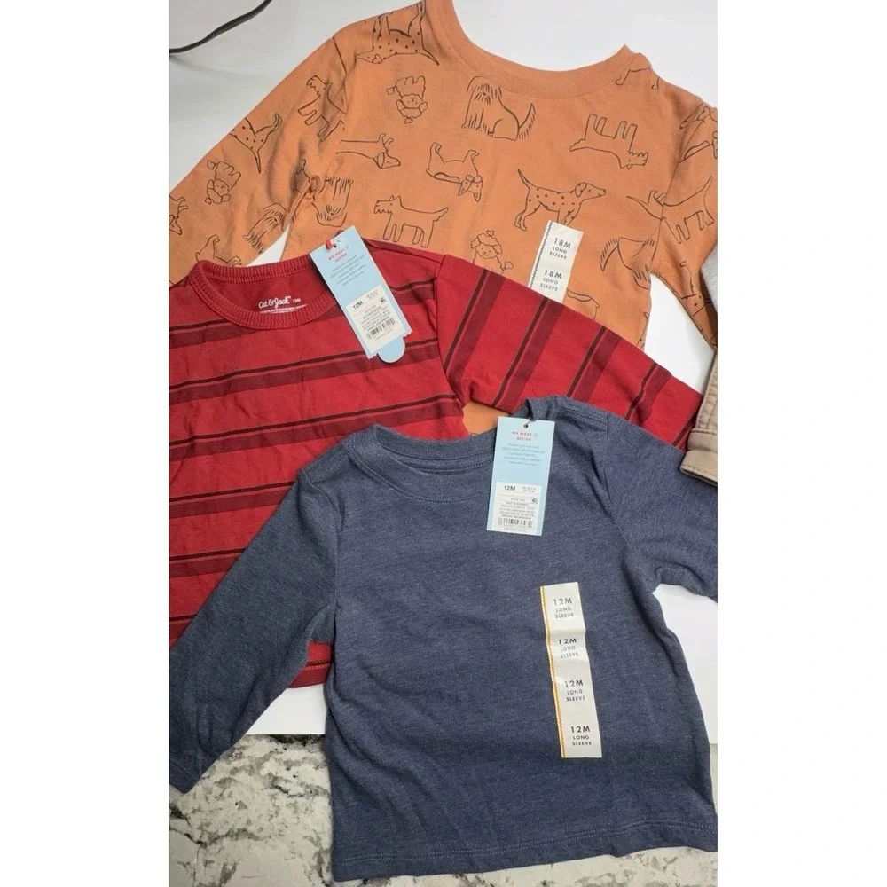 NEW four piece boys size 18 months Cat & Jack long sleeve shirts & jacket bundle